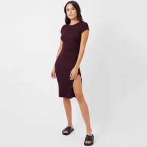 NWT MONROW super soft ribbed stretchy dress size medium merlot comfy soft comfy